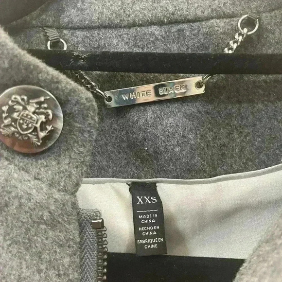 White House Black Market Wool Blend Gray Smoked Pearl Ball Chain Cape XXS $228 - Picture 4 of 9